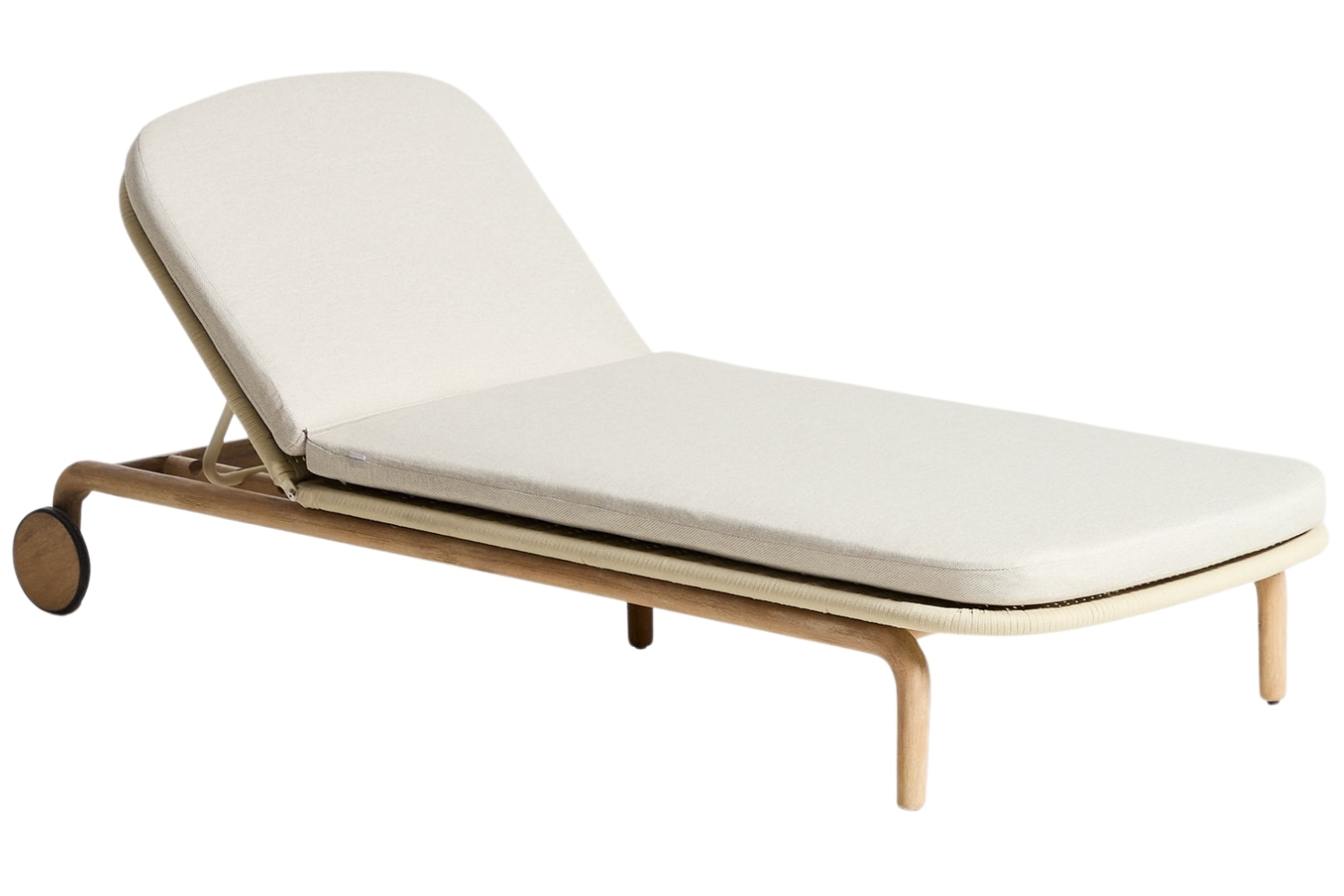 Kave Home Dřevěné zahradní lehátko Alipa s béžovým výpletem Kave Home