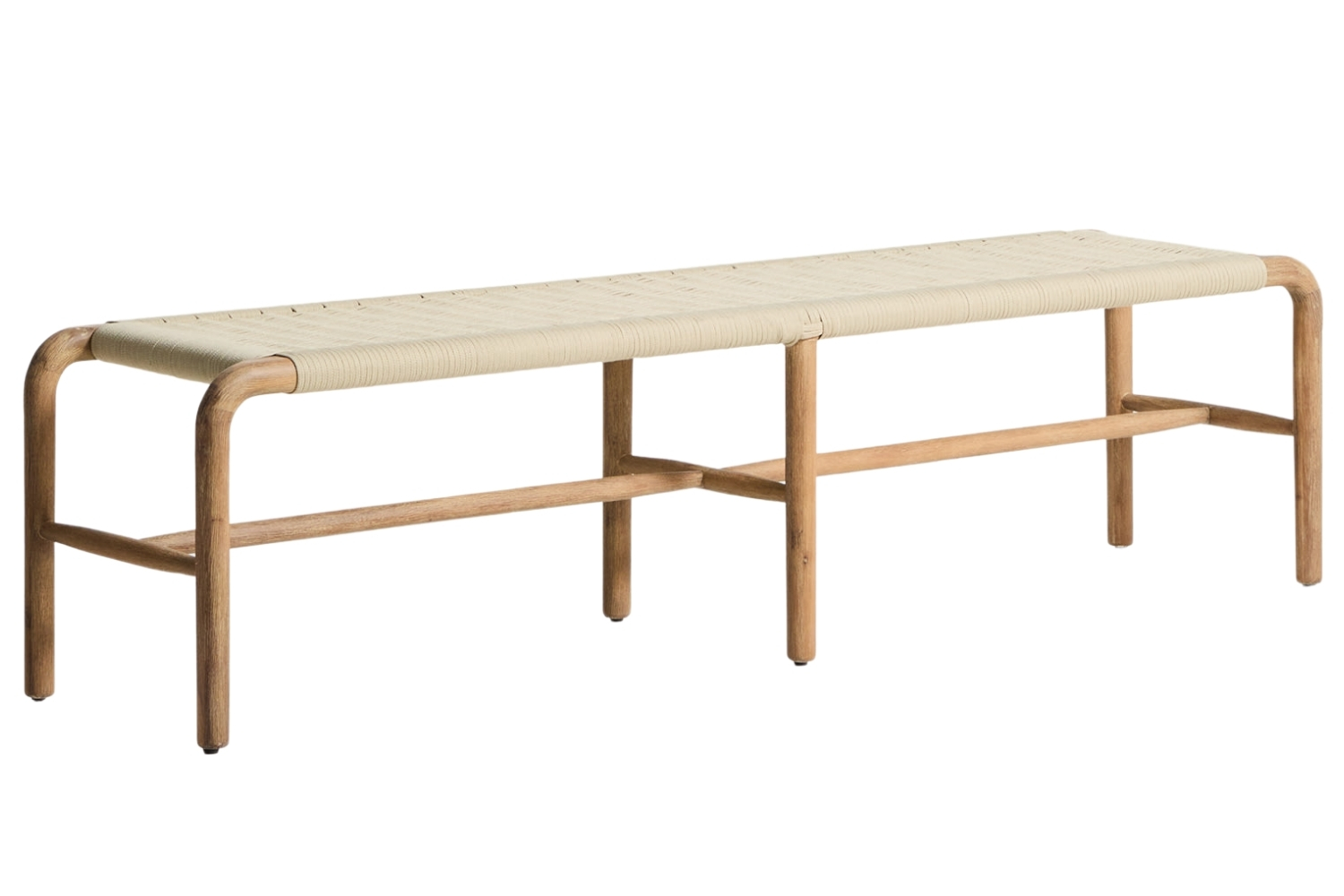 Kave Home Dřevěná zahradní lavice Alipa 180 cm s béžovým výpletem Kave Home