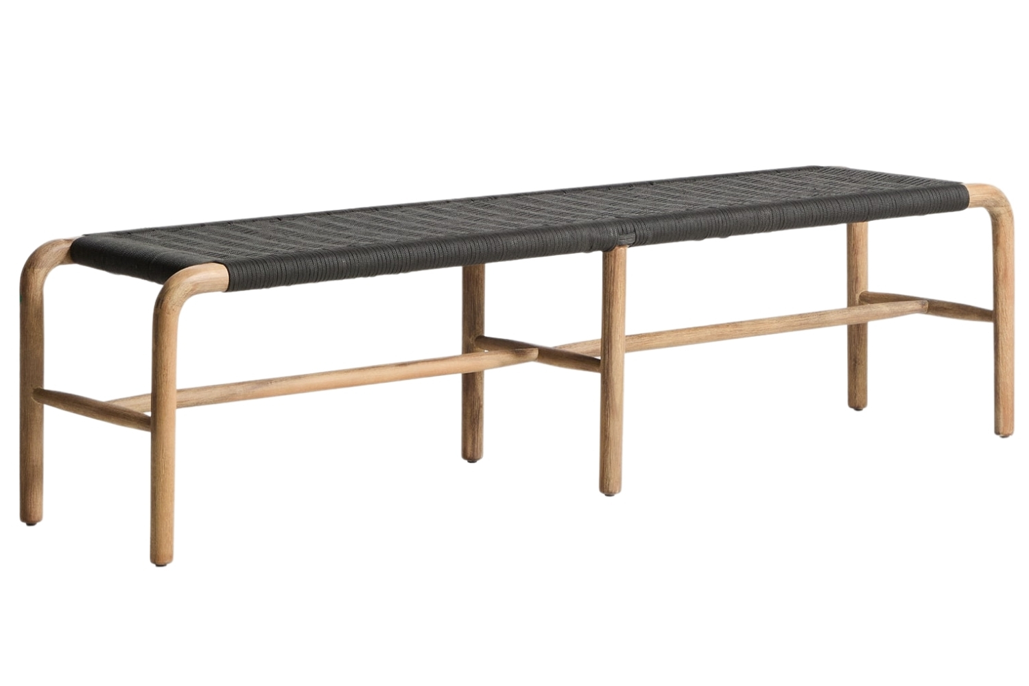 Kave Home Dřevěná zahradní lavice Alipa 180 cm s tmavě šedým výpletem Kave Home