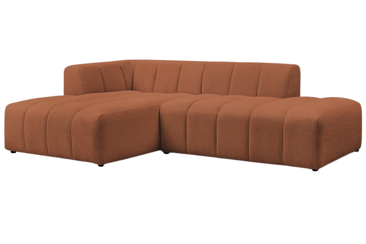 Bobochic Paris Terakotově oranžová bouclé rohová pohovka Annecy 262 cm