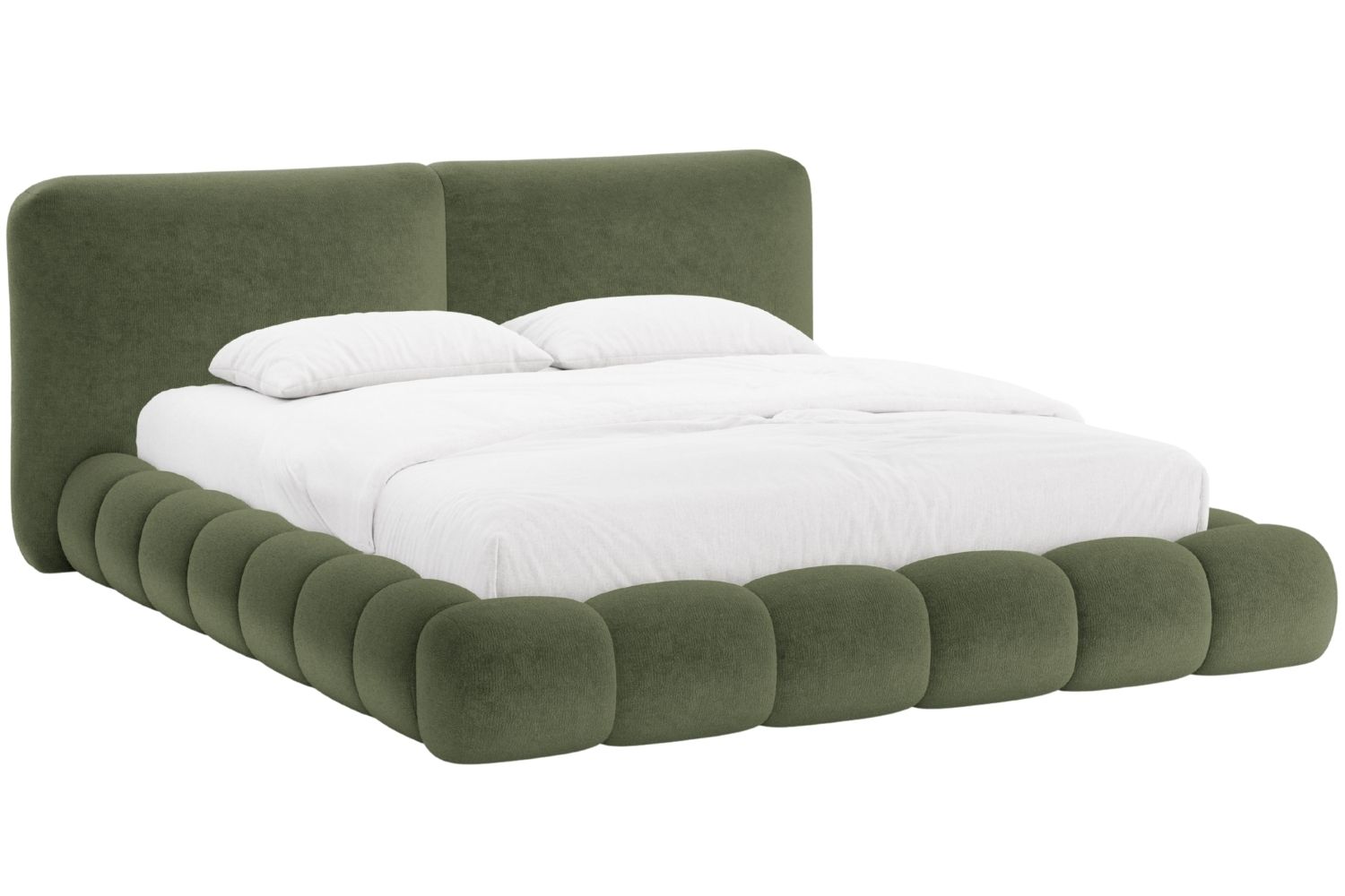 Micadoni Zelená žinylková dvoulůžková postel Solange 160 x 200 cm Micadoni
