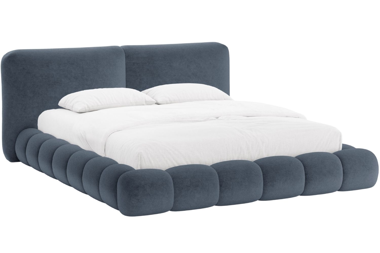 Micadoni Tmavě modrá žinylková dvoulůžková postel Solange 160 x 200 cm Micadoni