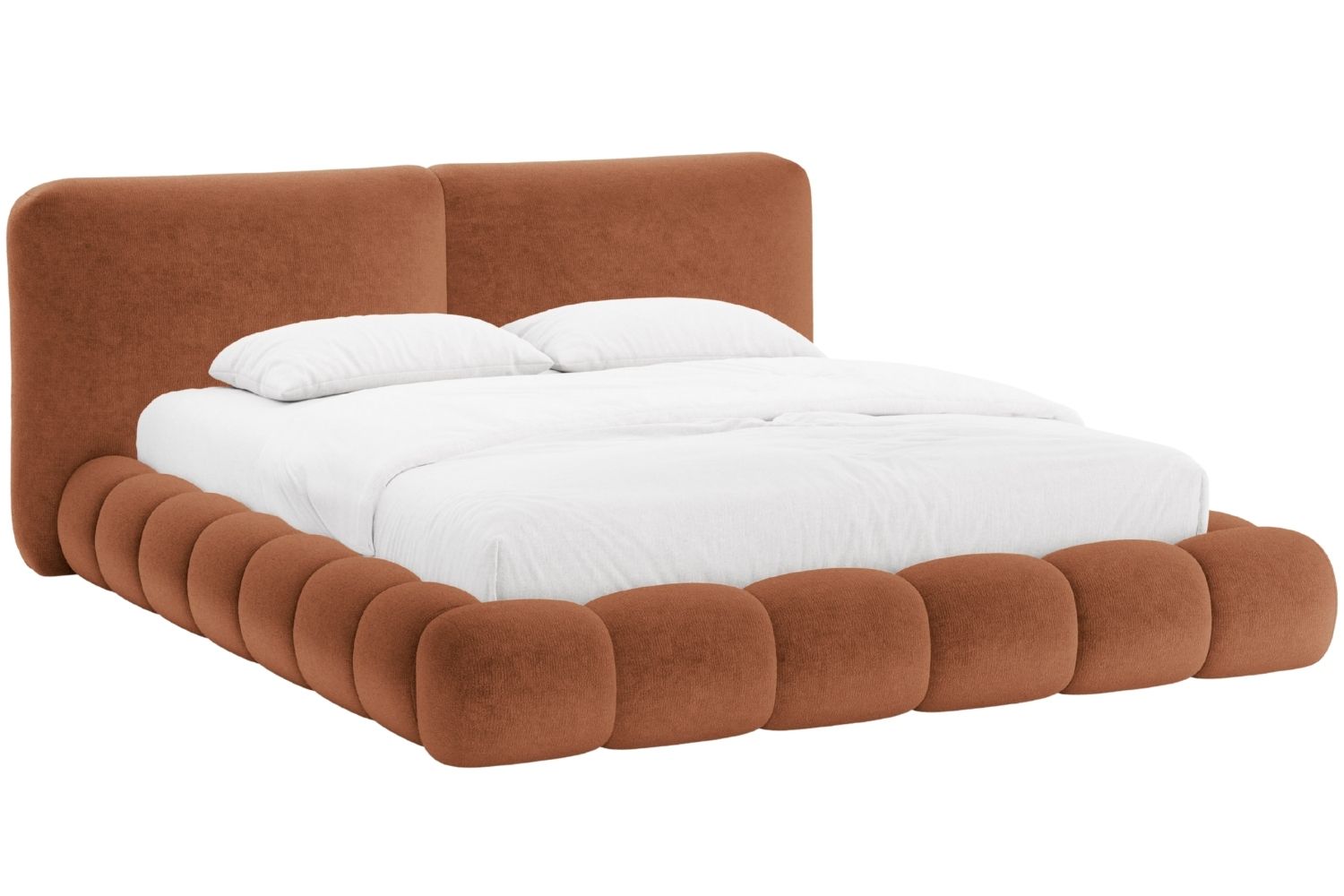 Micadoni Terakotově oranžová žinylková dvoulůžková postel Solange 180 x 200 cm Micadoni