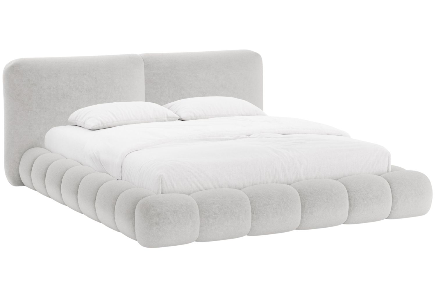 Micadoni Světle šedá žinylková dvoulůžková postel Solange 180 x 200 cm Micadoni