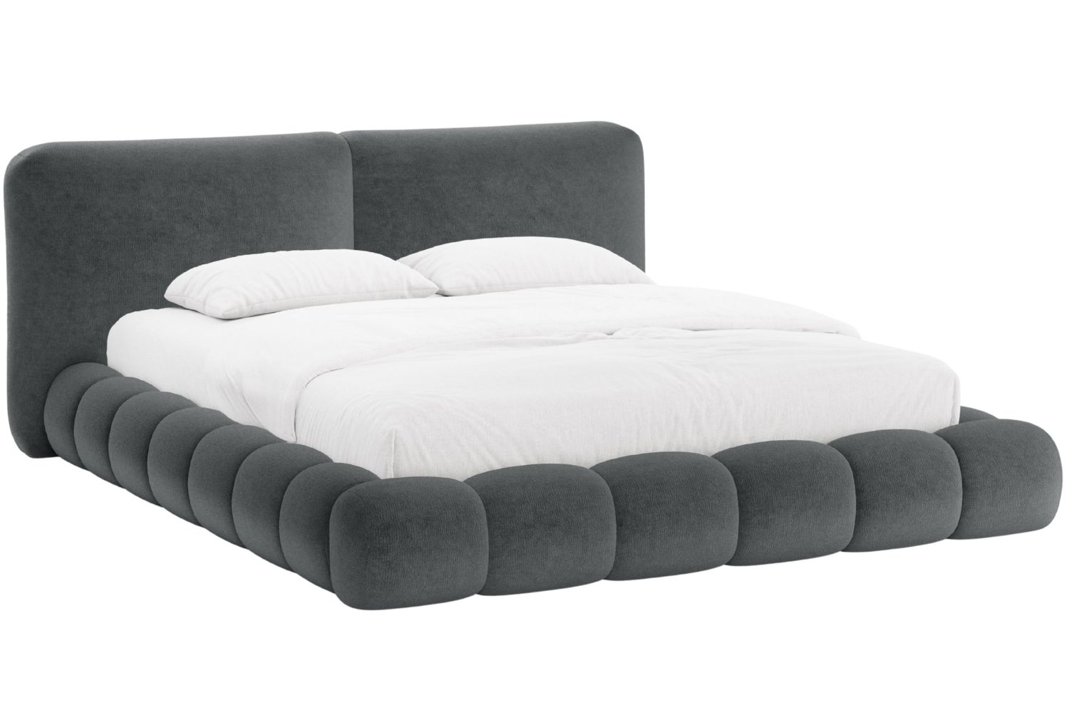 Micadoni Tmavě šedá žinylková dvoulůžková postel Solange 180 x 200 cm Micadoni