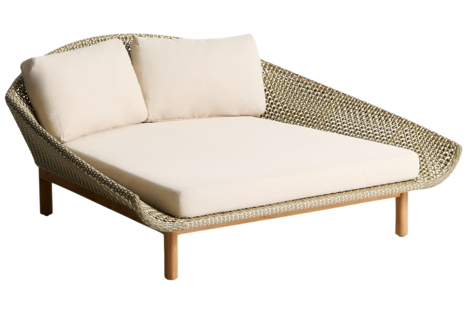 Kave Home Zelené zahradní dvojlehátko z umělého ratanu Olbia Kave Home