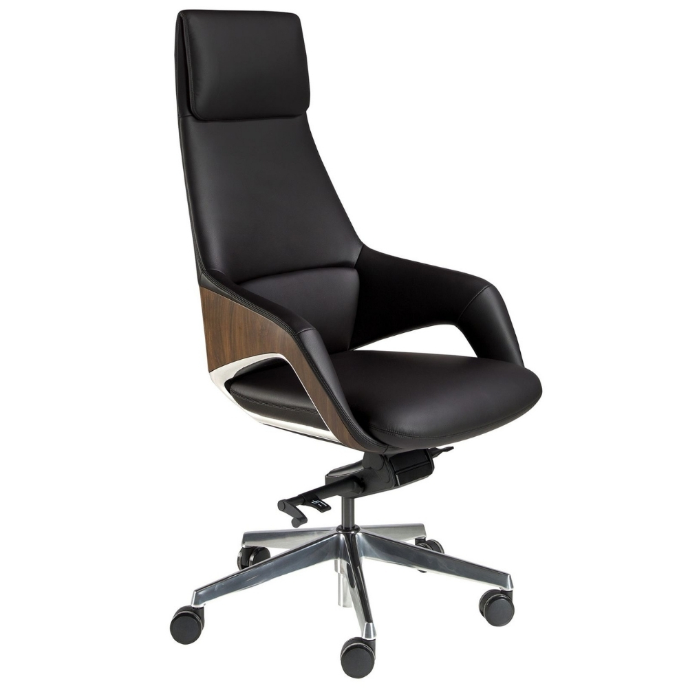 Angel Cerdá Černá koženková kancelářská židle No. 4210 Angel Cerdá