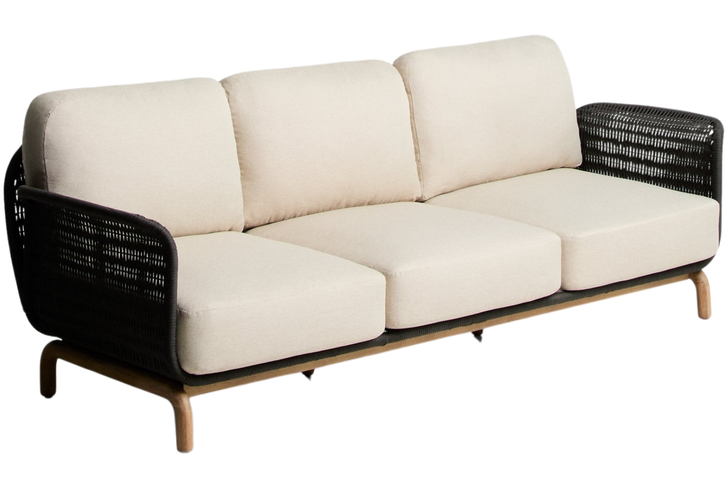 Kave Home Dřevěná zahardní pohovka Alipa 235 cm s tmavě šedým výpletem Kave Home