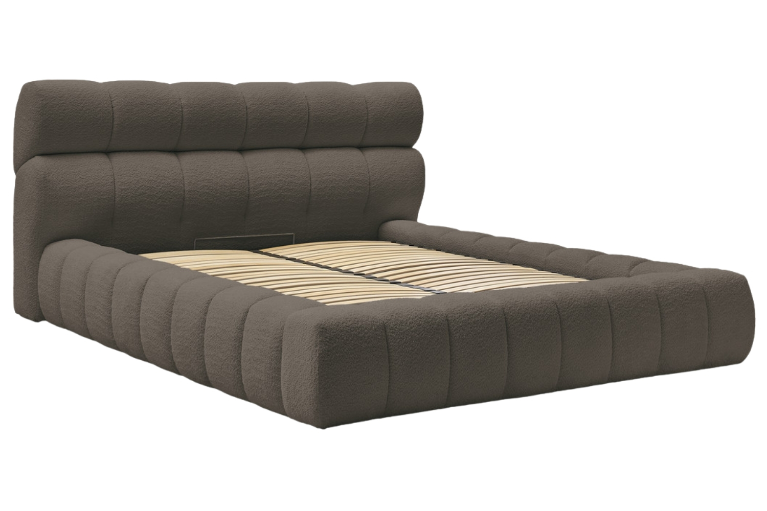 Bobochic Paris Hnědá bouclé dvoulůžková postel Mont-Blanc 160 x 200 cm s úložným prostorem Bobochic Paris