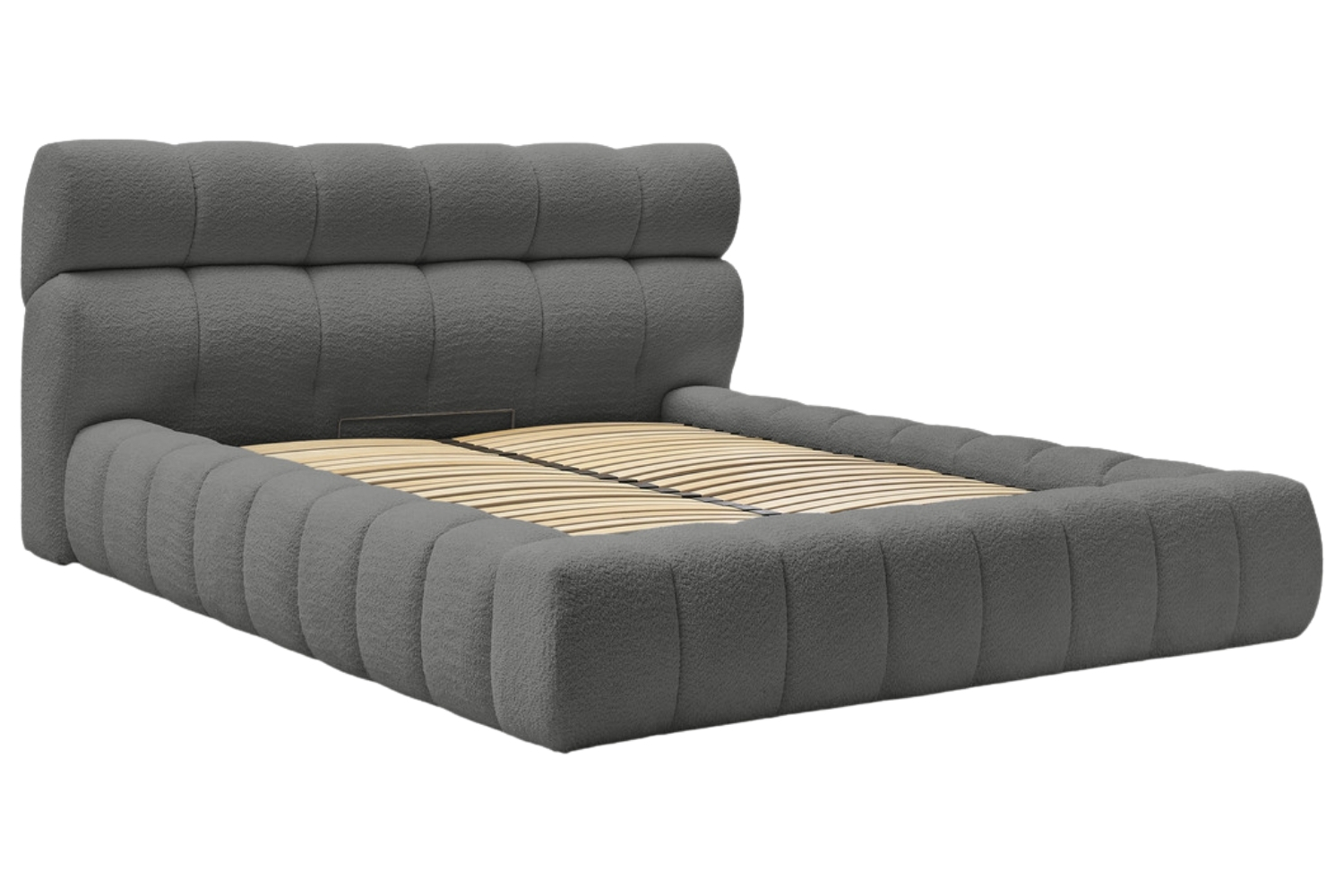 Bobochic Paris Tmavě šedá bouclé dvoulůžková postel Mont-Blanc 160 x 200 cm s úložným prostorem Bobochic Paris