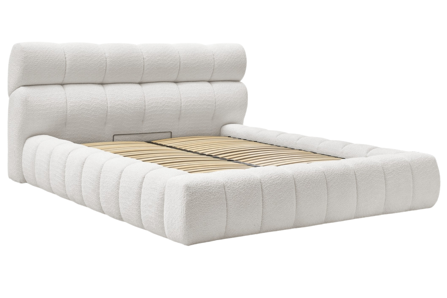 Bobochic Paris Bílá bouclé dvoulůžková postel Mont-Blanc 180 x 200 cm s úložným prostorem Bobochic Paris