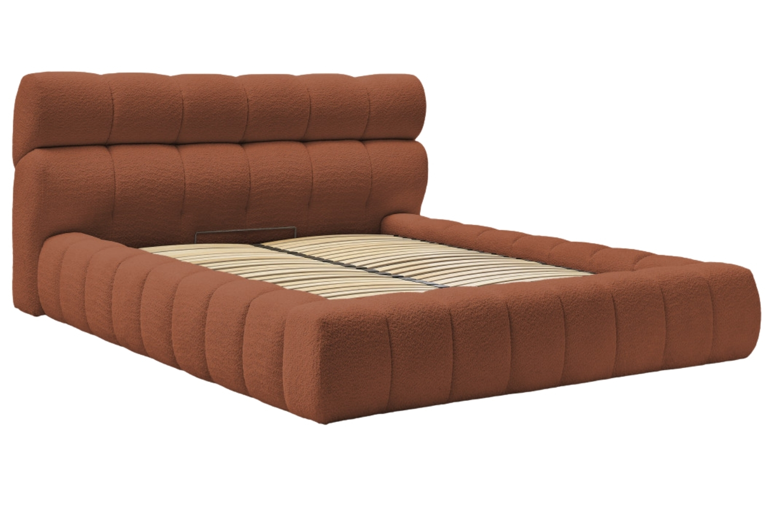 Bobochic Paris Terakotově oranžová bouclé dvoulůžková postel Mont-Blanc 180 x 200 cm s úložným prostorem Bobochic Paris