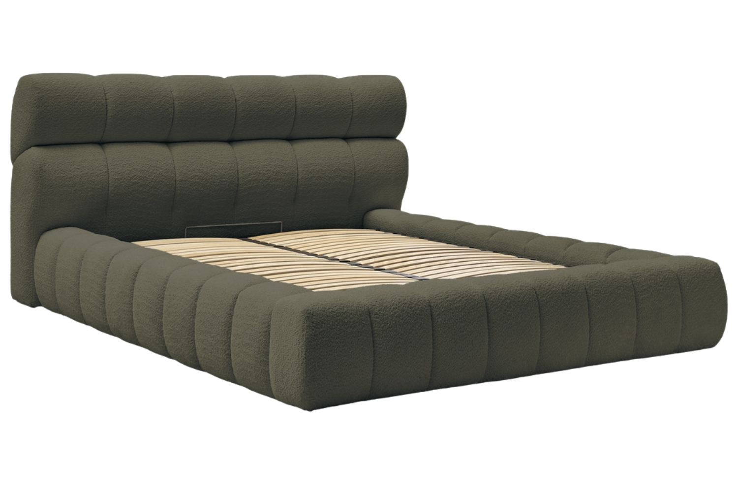 Bobochic Paris Zelená bouclé dvoulůžková postel Mont-Blanc 180 x 200 cm s úložným prostorem Bobochic Paris