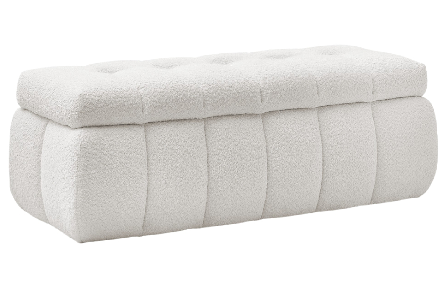 Bobochic Paris Bílá bouclé lavice Mont-Blanc 144 cm s úložným prostorem Bobochic Paris