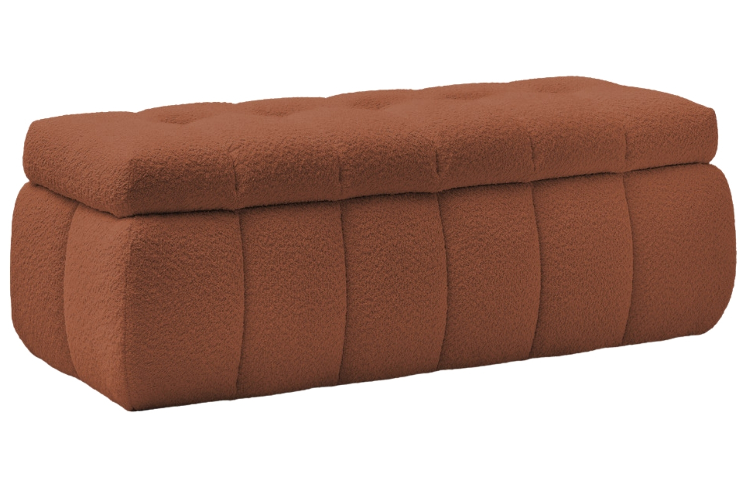 Bobochic Paris Terakotově oranžová bouclé lavice Mont-Blanc 144 cm s úložným prostorem Bobochic Paris