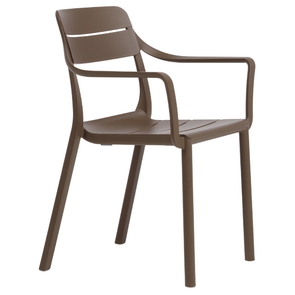 Nardi Hnědá plastová zahradní židle Cassia s područkami Nardi