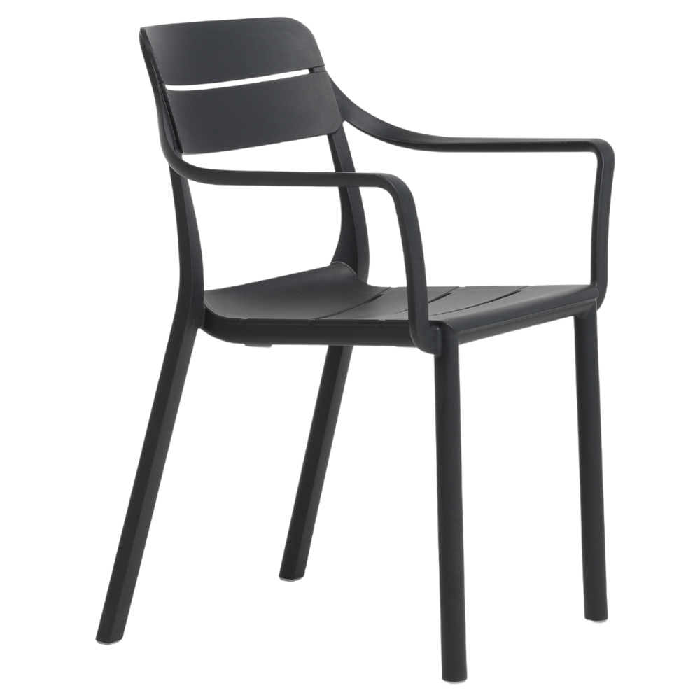 Nardi Tmavě šedá plastová zahradní židle Cassia s područkami Nardi