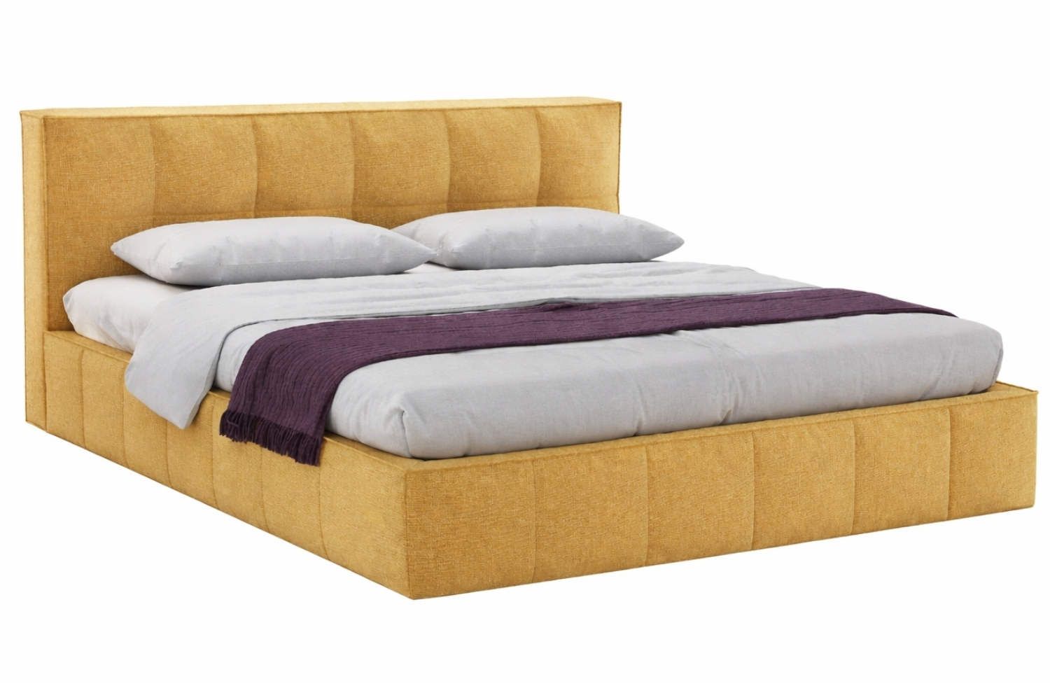 Woodsoft Žlutá čalouněná dvoulůžková postel Bergamo 160 x 200 cm Woodsoft