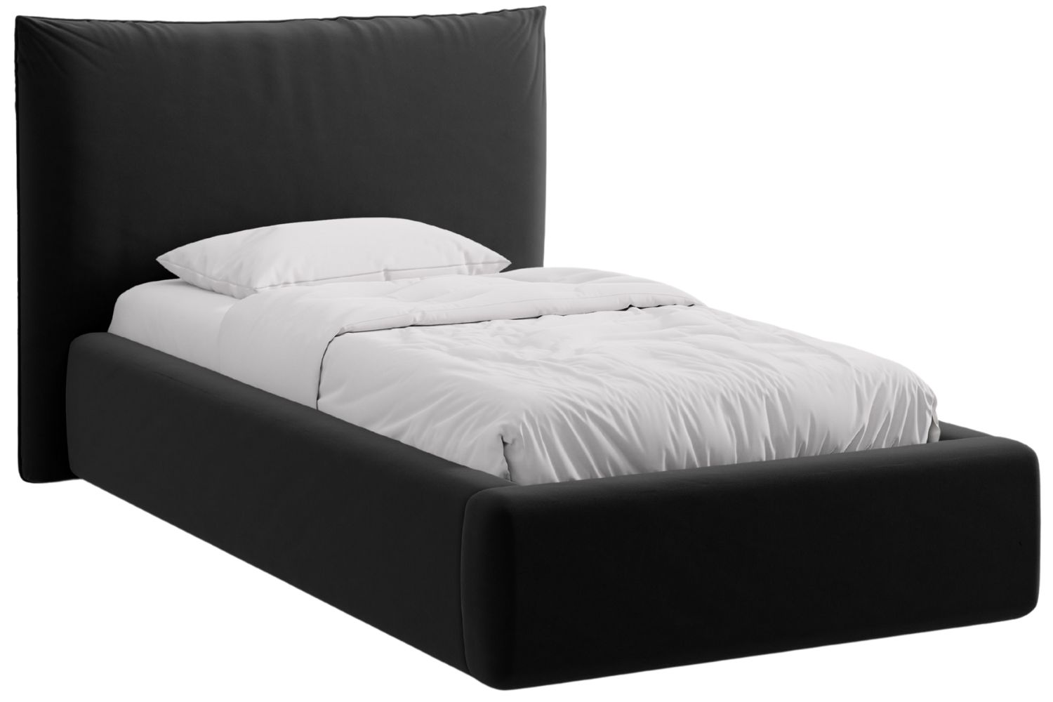 Micadoni Černá sametová jednolůžková postel Kaelle 90 x 200 cm s úložným prostorem Micadoni