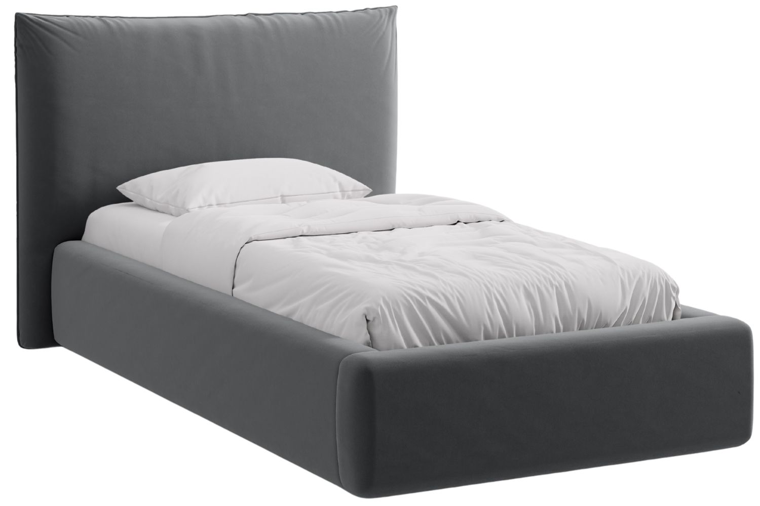 Micadoni Šedá sametová jednolůžková postel Kaelle 90 x 200 cm s úložným prostorem Micadoni