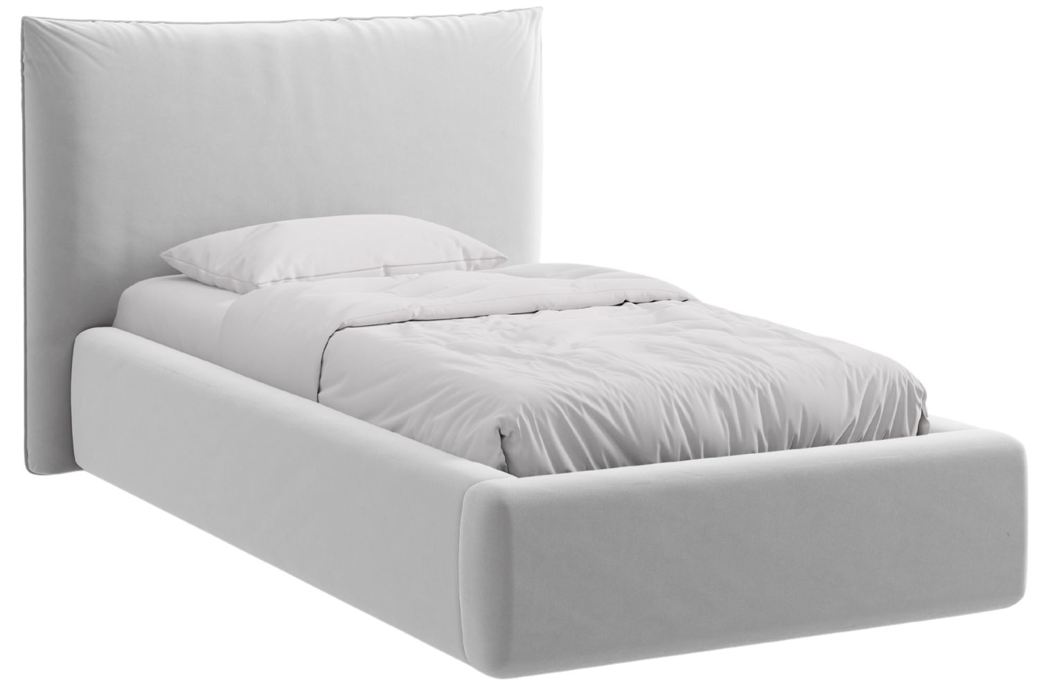 Micadoni Světle šedá sametová jednolůžková postel Kaelle 90 x 200 cm s úložným prostorem Micadoni