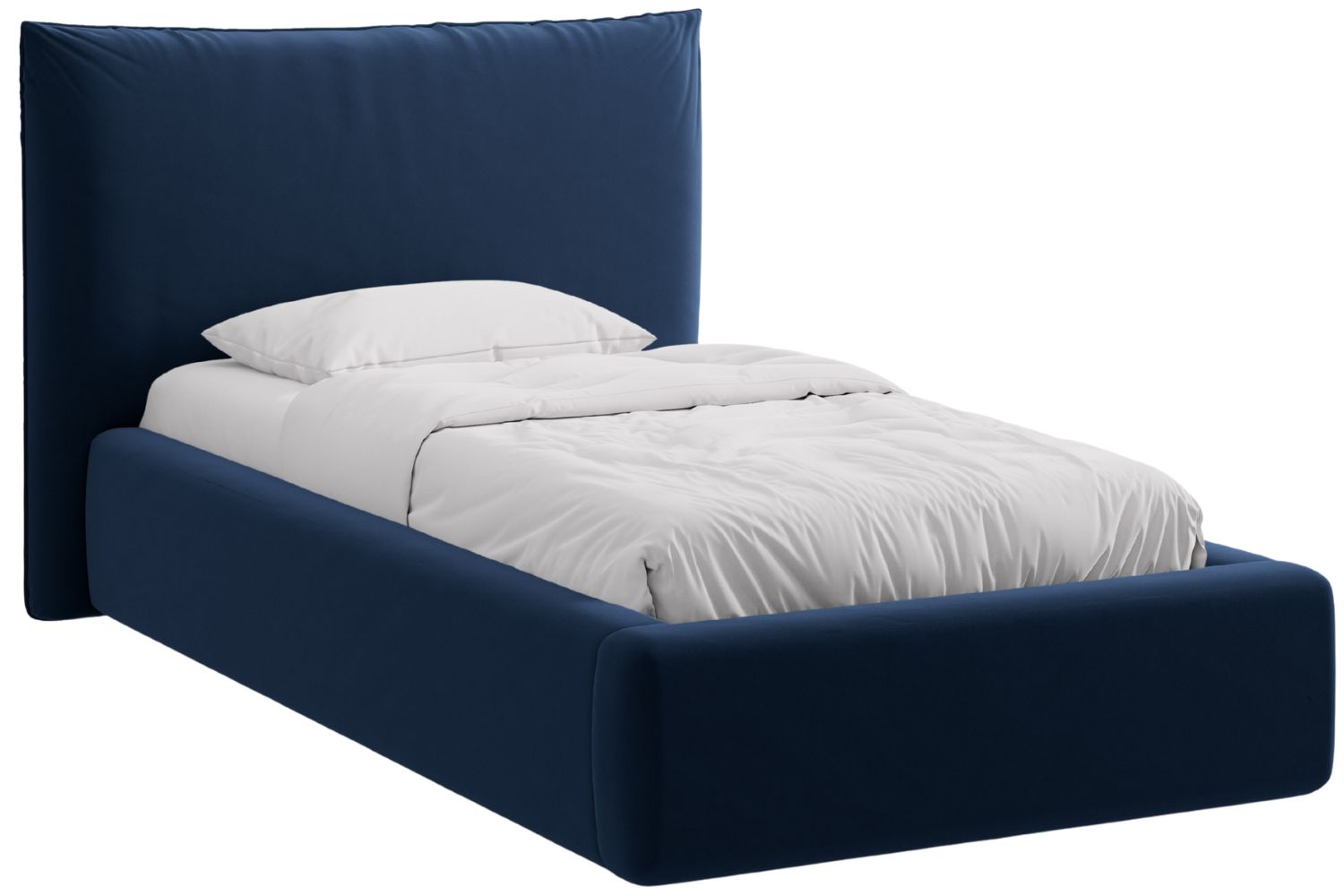 Micadoni Královsky modrá sametová jednolůžková postel Kaelle 90 x 200 cm s úložným prostorem Micadoni