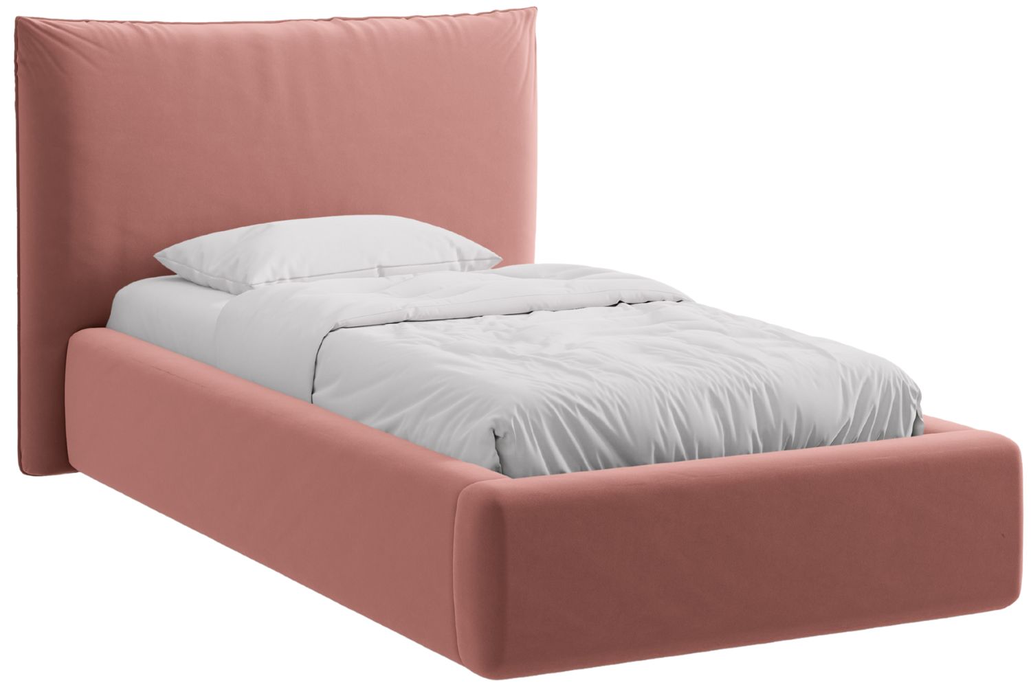 Micadoni Růžová sametová jednolůžková postel Kaelle 90 x 200 cm s úložným prostorem Micadoni