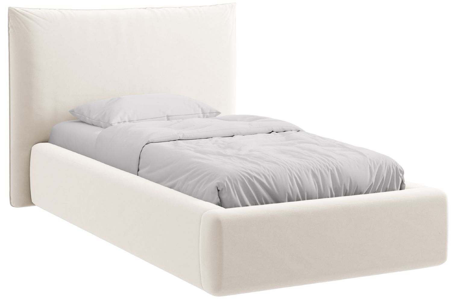 Micadoni Světle béžová sametová jednolůžková postel Kaelle 90 x 200 cm s úložným prostorem Micadoni