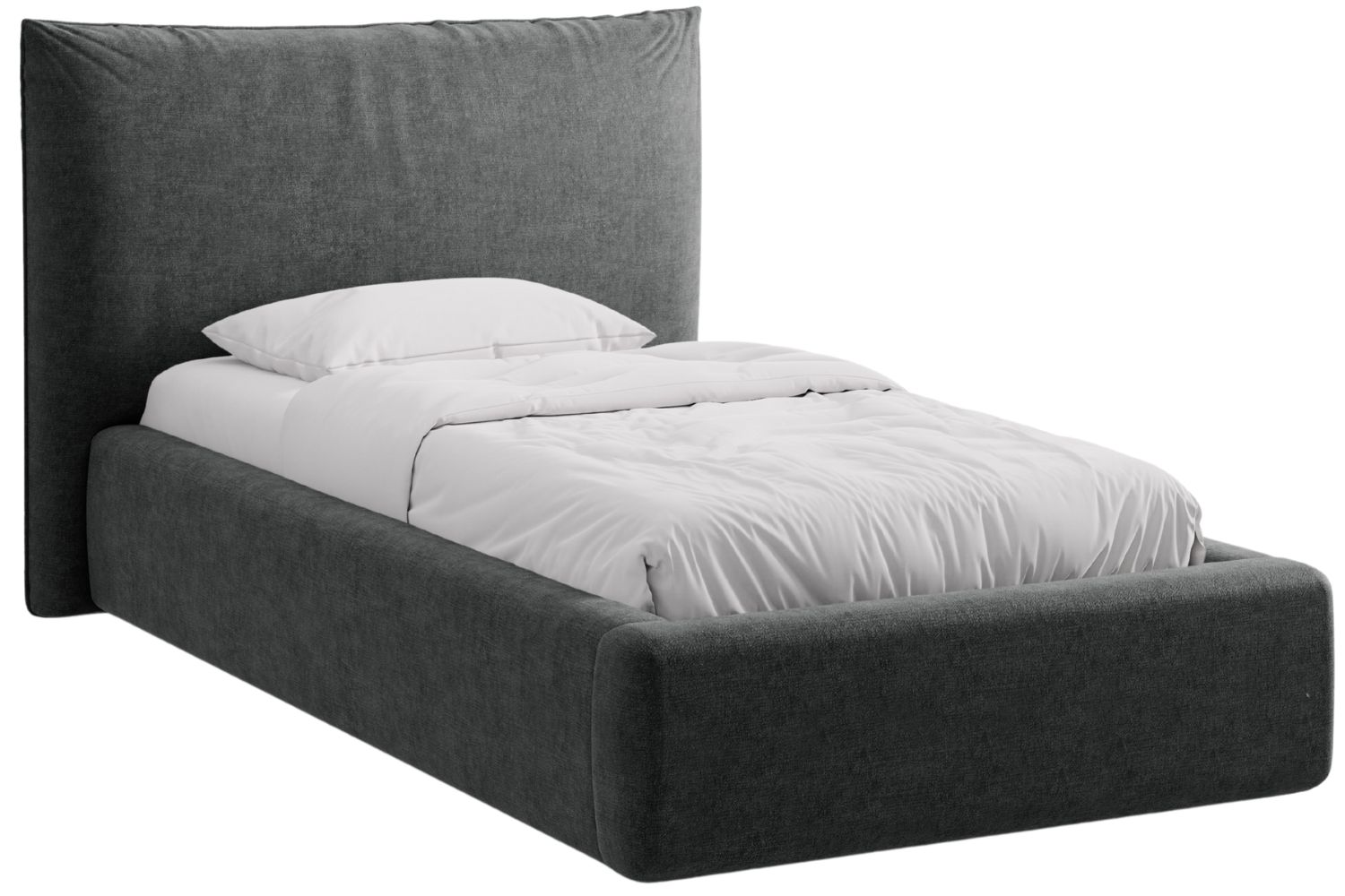 Micadoni Tmavě šedá žinylková jednolůžková postel Kaelle 90 x 200 cm s úložným prostorem Micadoni