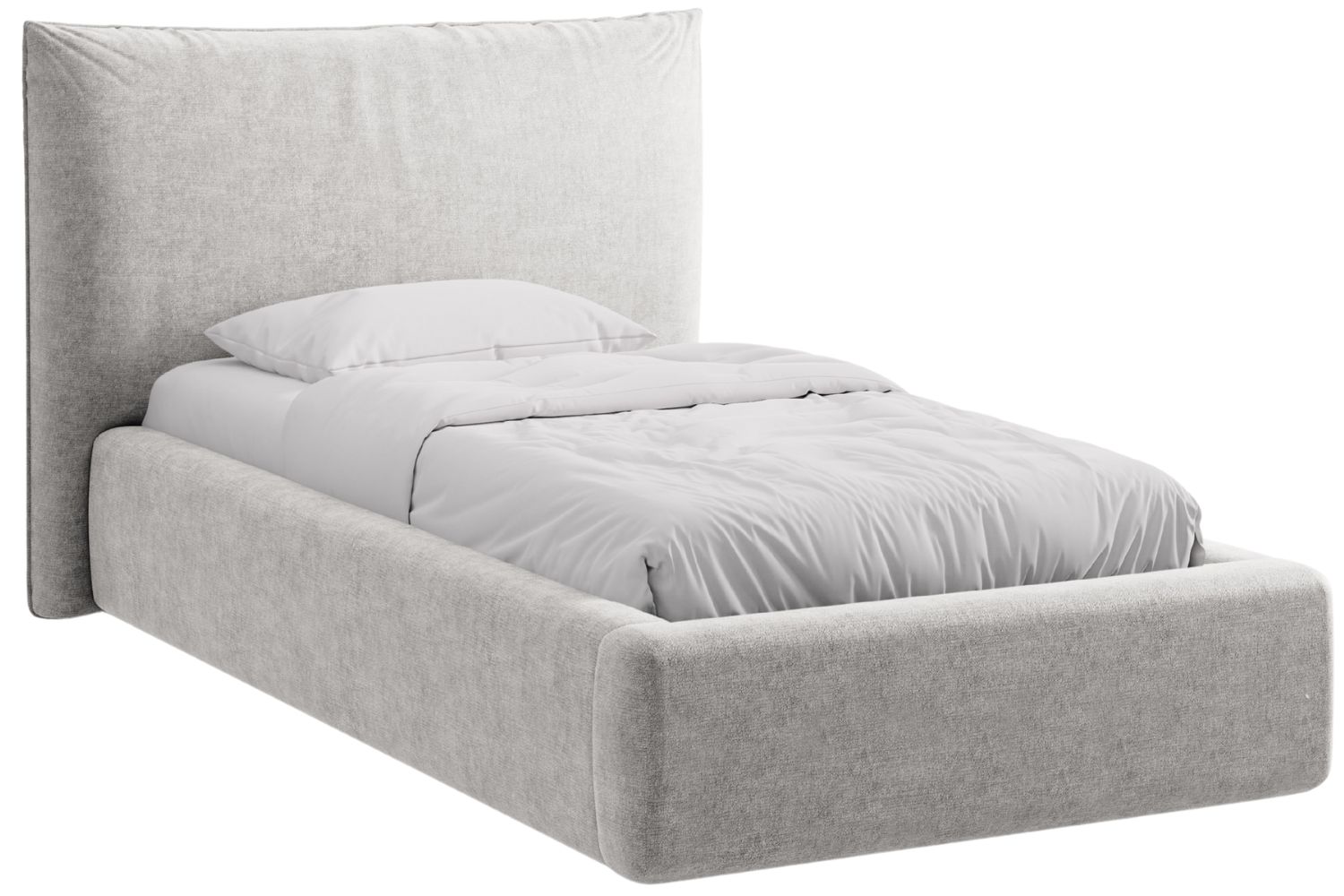 Micadoni Světle šedá žinylková jednolůžková postel Kaelle 90 x 200 cm s úložným prostorem Micadoni