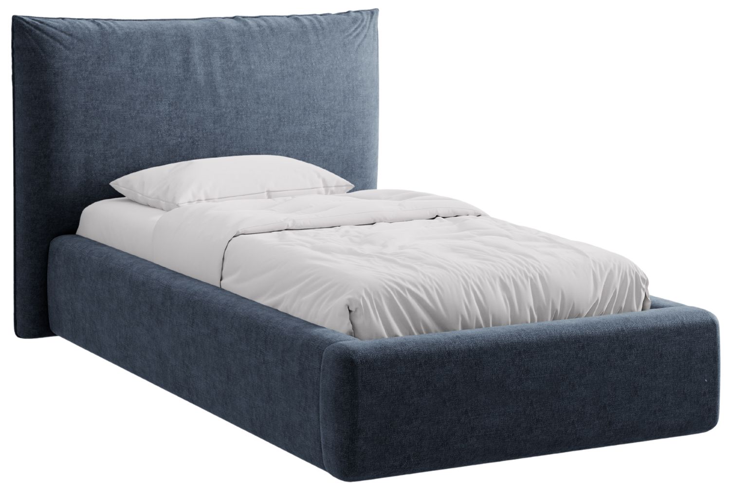 Micadoni Tmavě modrá žinylková jednolůžková postel Kaelle 90 x 200 cm s úložným prostorem Micadoni