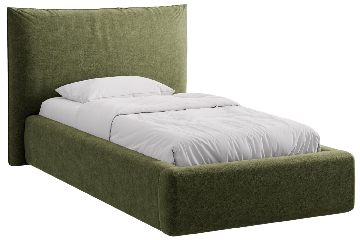 Micadoni Zelená žinylková jednolůžková postel Kaelle 90 x 200 cm s úložným prostorem Micadoni