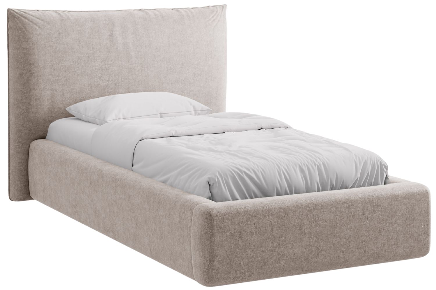 Micadoni Béžová žinylková jednolůžková postel Kaelle 90 x 200 cm s úložným prostorem Micadoni