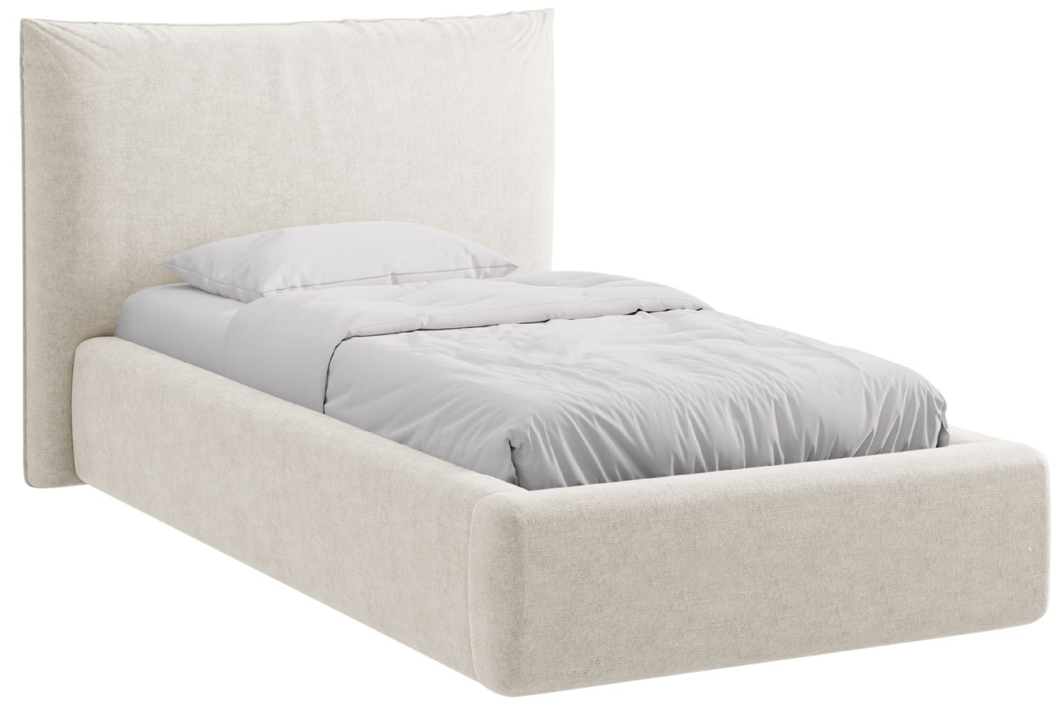 Micadoni Světle béžová žinylková jednolůžková postel Kaelle 90 x 200 cm s úložným prostorem Micadoni