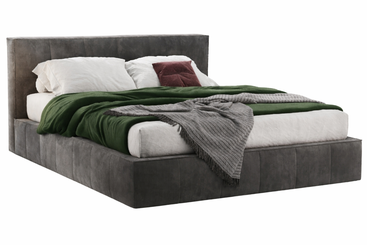 Woodsoft Tmavě šedá čalouněná dvoulůžková postel Bergamo 180 x 200 cm Woodsoft