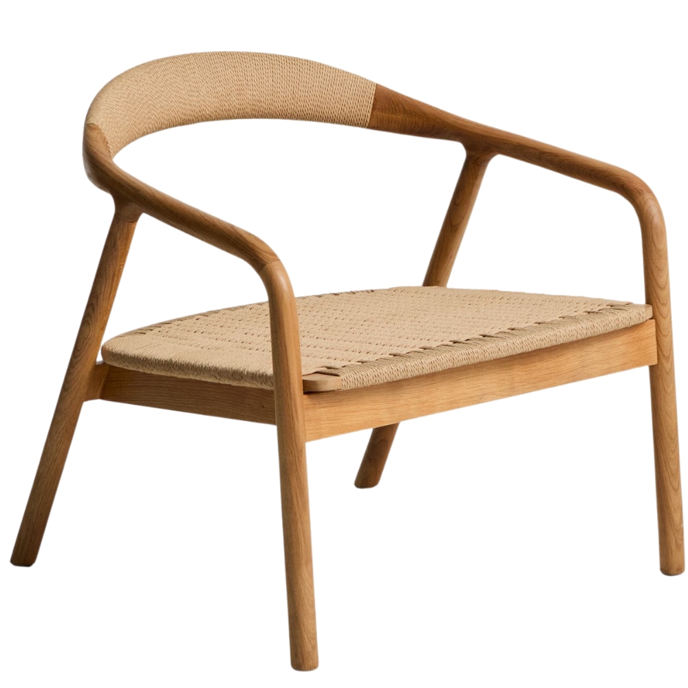 Kave Home Dubové křeslo Derile s béžovým výpletem Kave Home