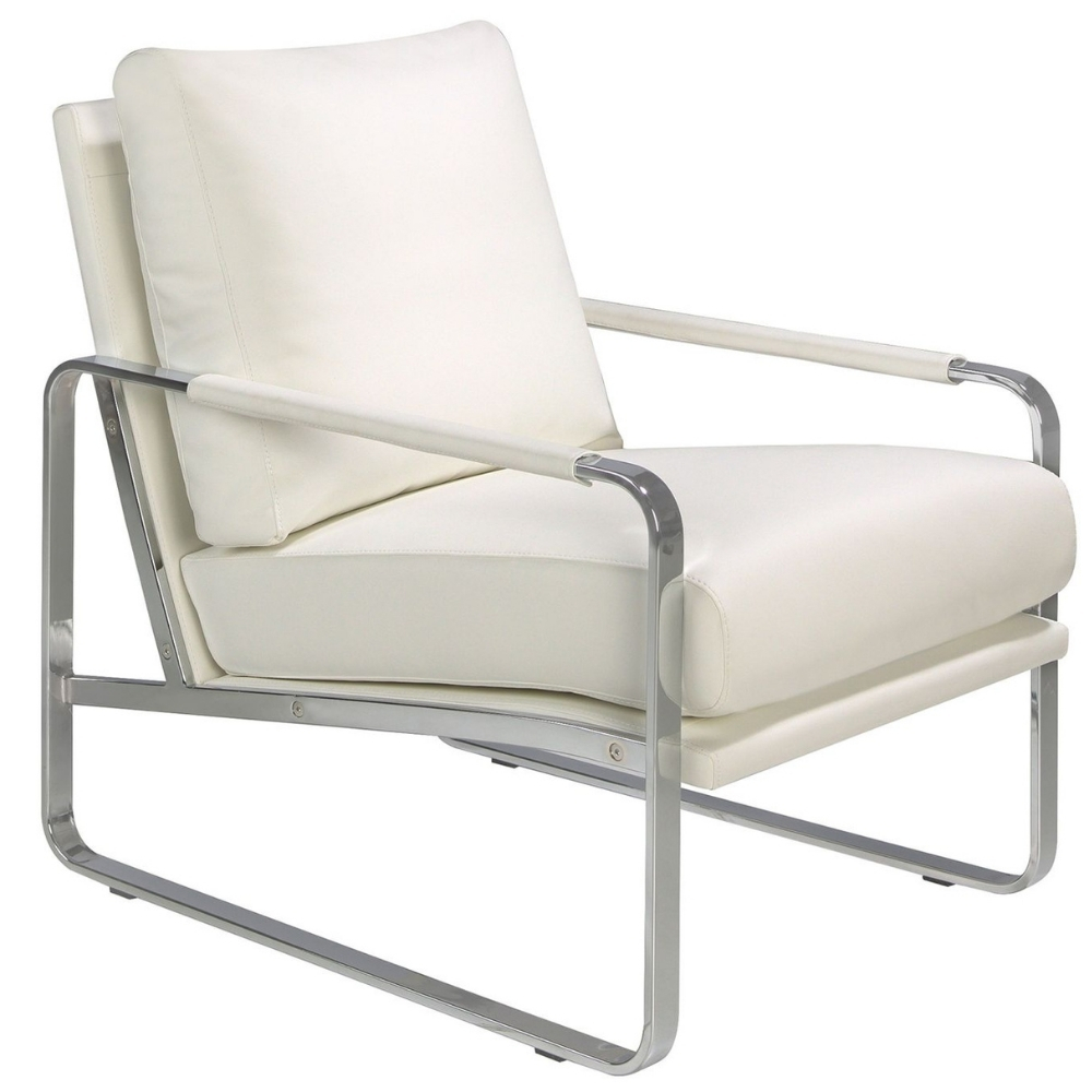 Angel Cerdá Bílé koženkové křeslo No. 5026 Angel Cerdá