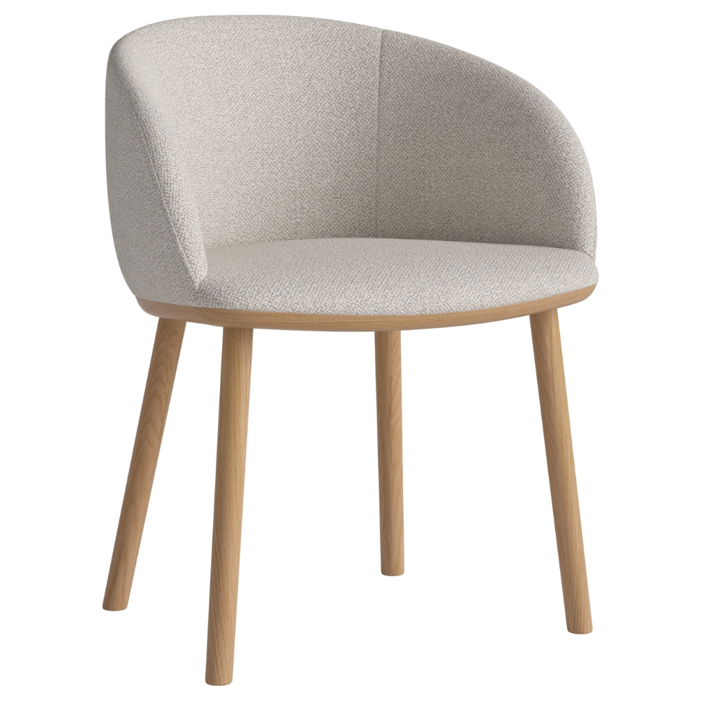 Bolia Béžová bouclé jídelní židle Join s dubovou podnoží Bolia