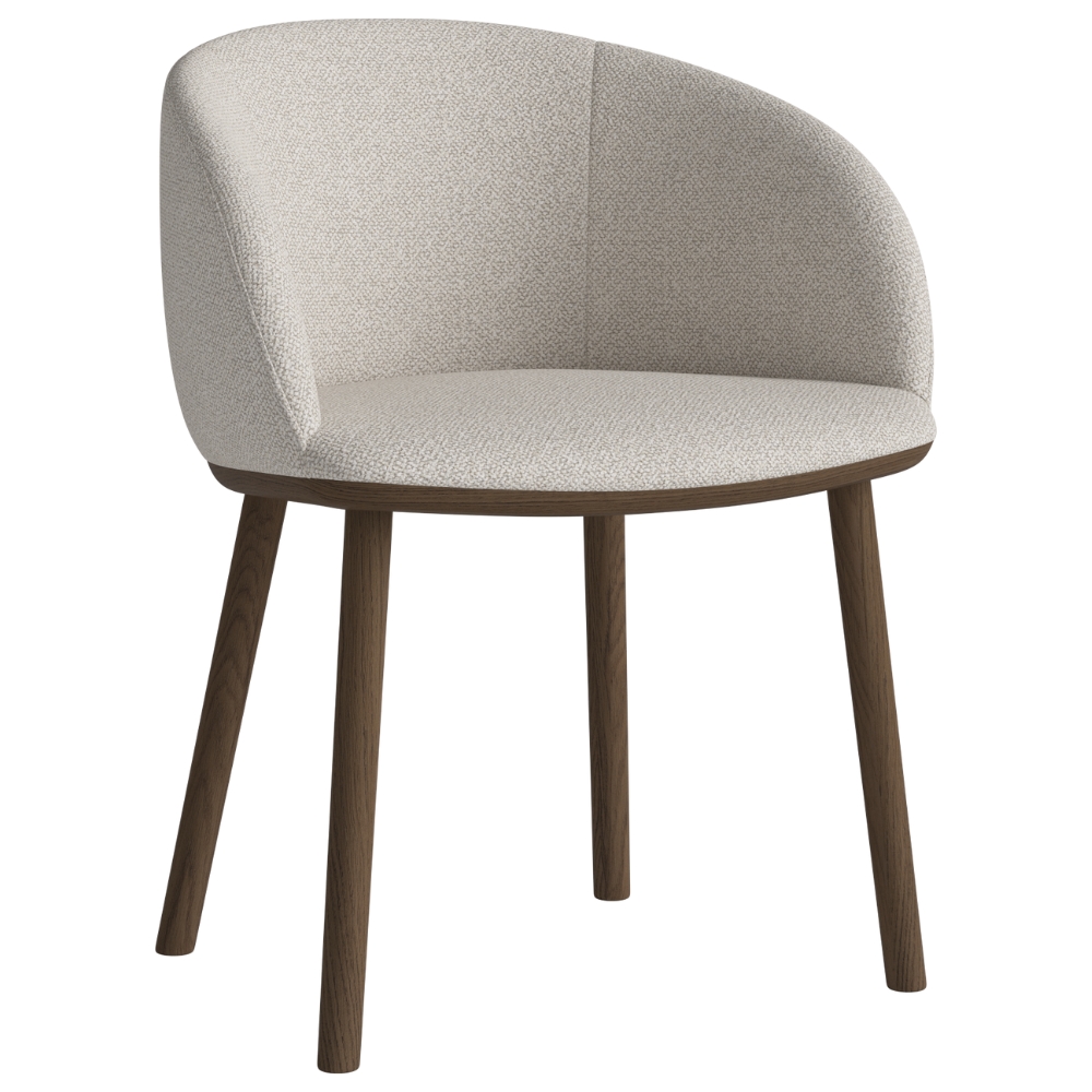 Bolia Béžová bouclé jídelní židle Join s tmavou dubovou podnoží Bolia