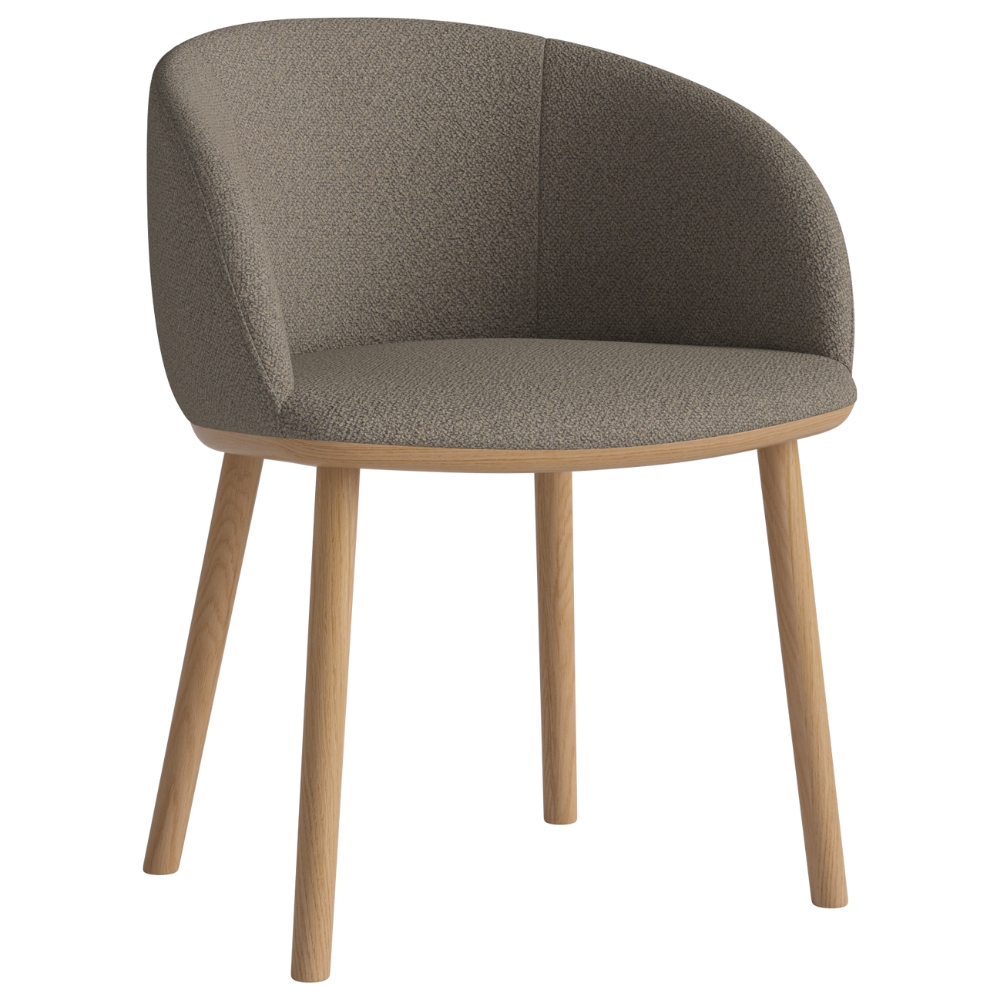 Bolia Světle hnědá bouclé jídelní židle Join s dubovou podnoží Bolia