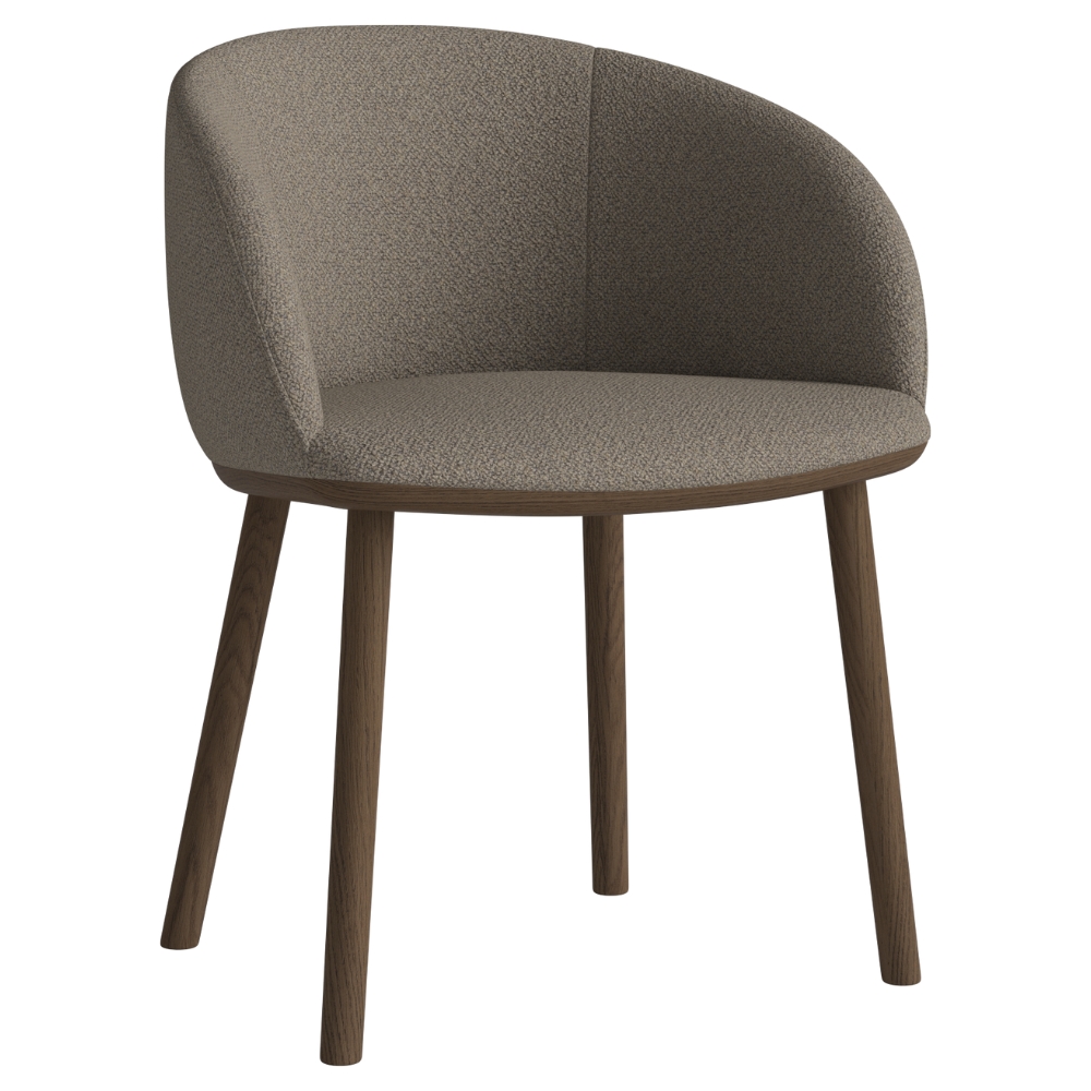 Bolia Světle hnědá bouclé jídelní židle Join s tmavou dubovou podnoží Bolia