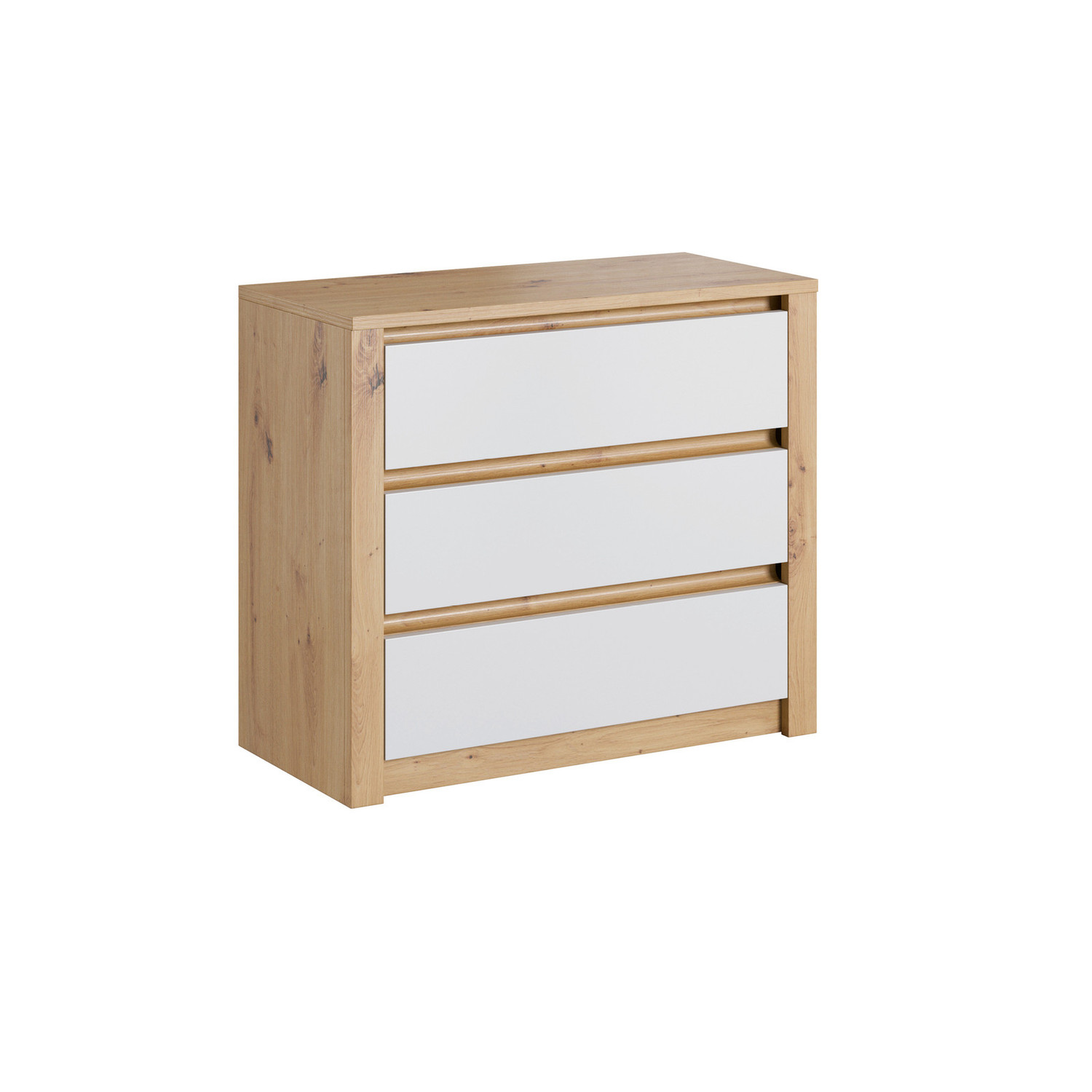 Komoda MALTA K3S - dub artisan/bílá