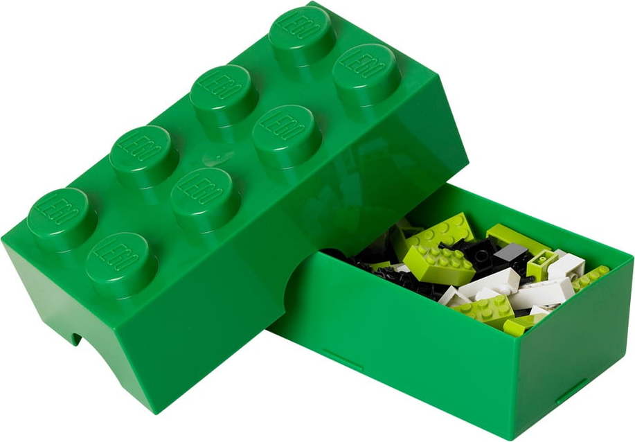 Tmavě zelený plastový dětský úložný box 20x10x7 cm – LEGO® LEGO
