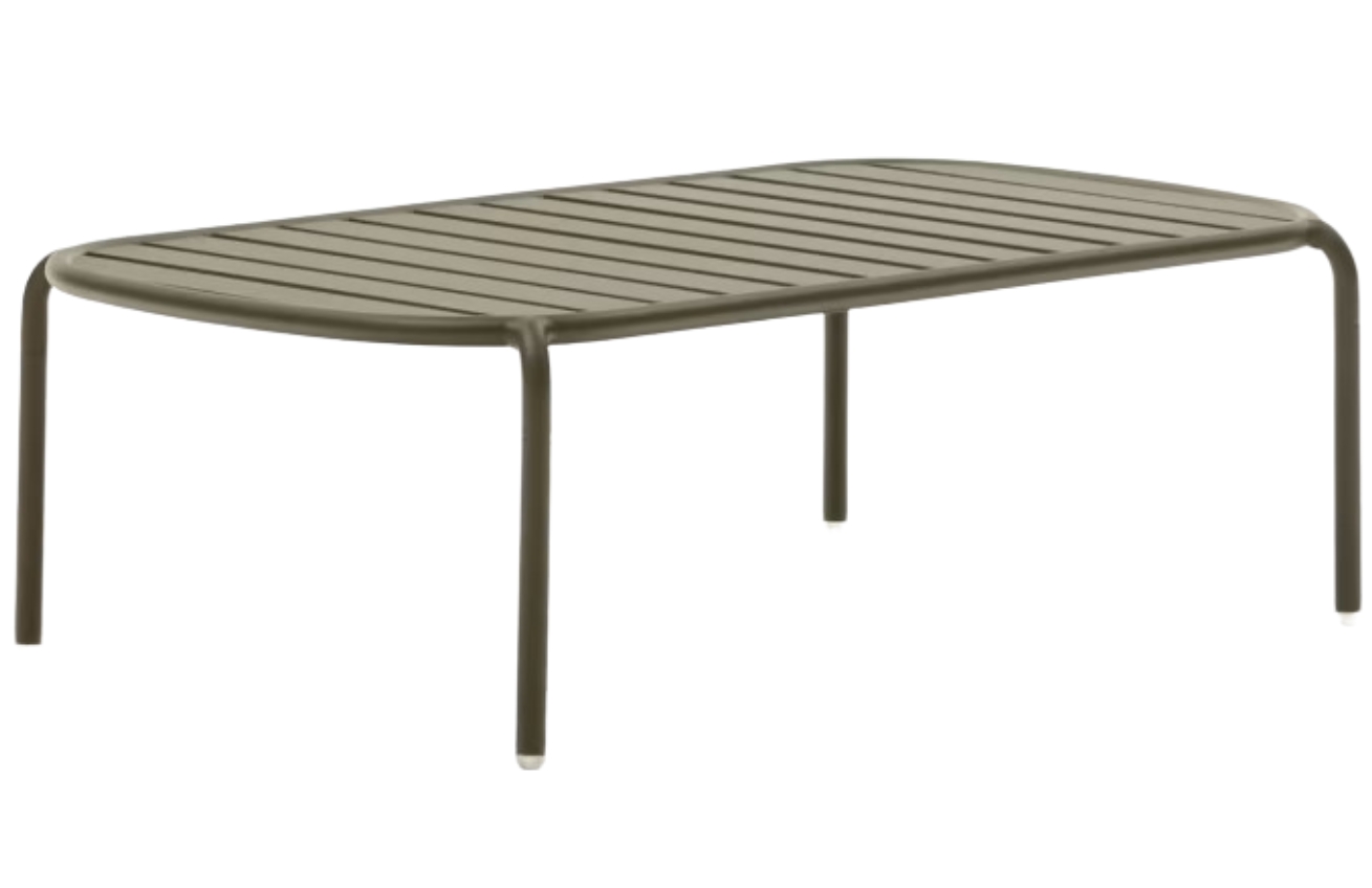 Kave Home Tmavě zelený kovový zahradní stolek Joncols 113 x 65 cm Kave Home
