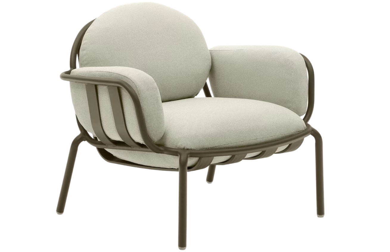 Kave Home Béžovo-zelené zahradní křeslo Joncols Kave Home