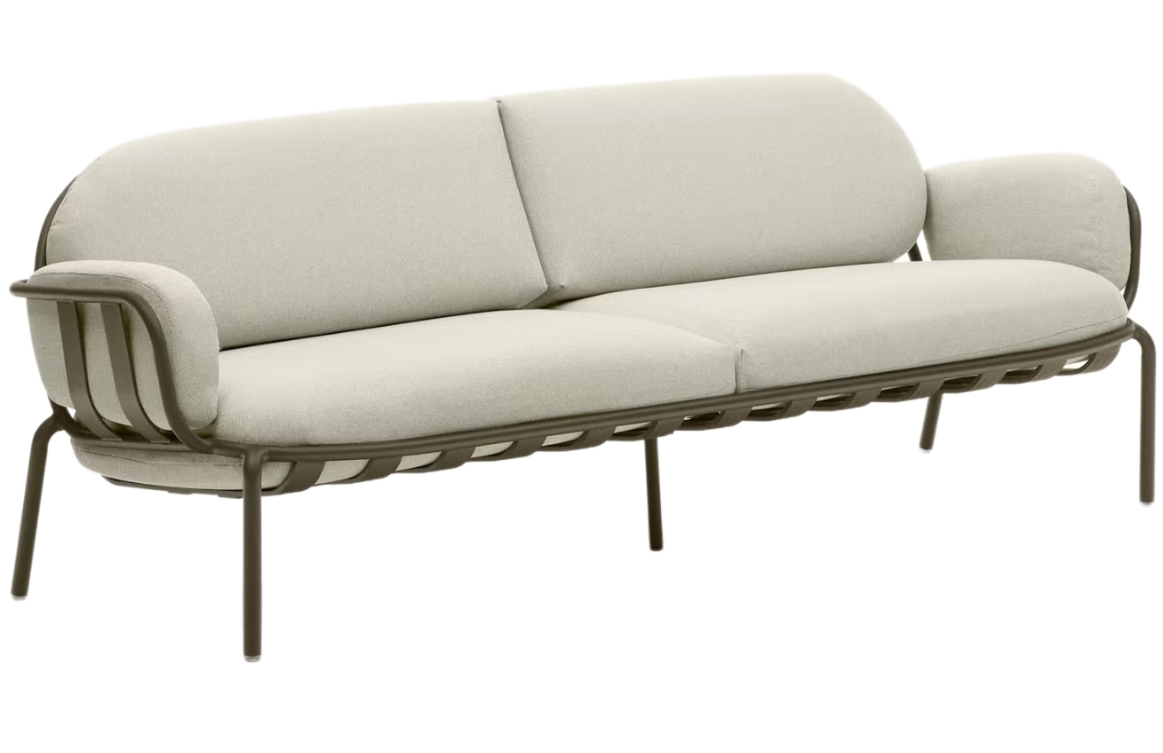 Kave Home Béžovo-zelená zahradní pohovka Joncols 224 cm Kave Home