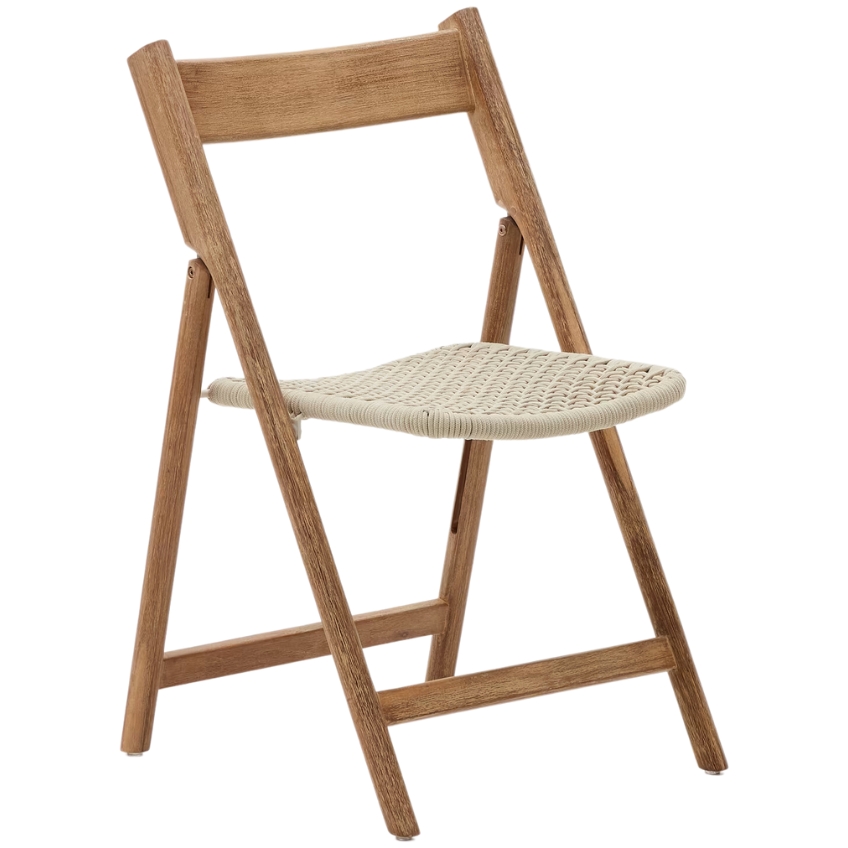 Kave Home Dřevěná zahradní skládací židle Dandara s krémovým výpletem Kave Home