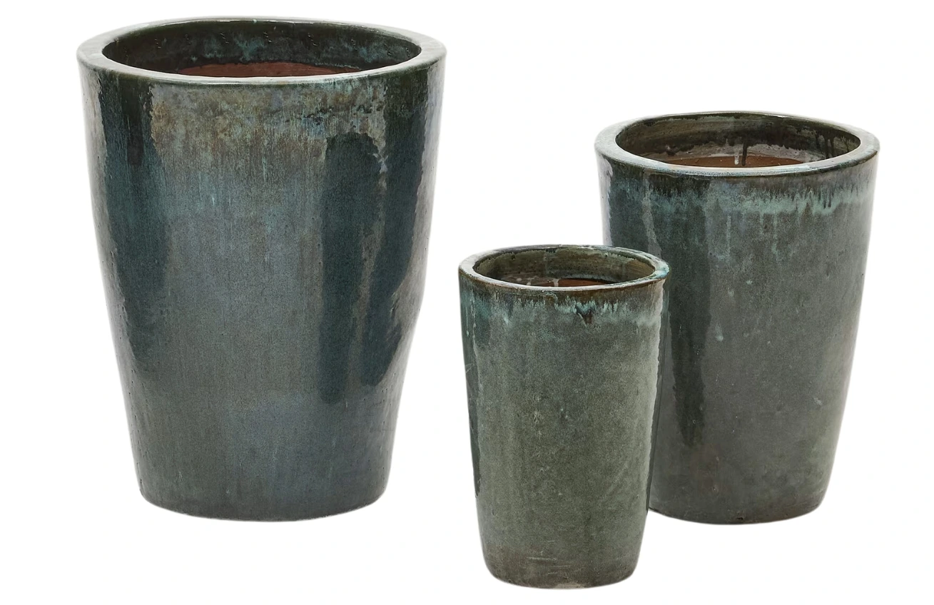 Kave Home Set tří modrozelených zahradních květináčů Rotja ⌀ 26/35/47 cm Kave Home