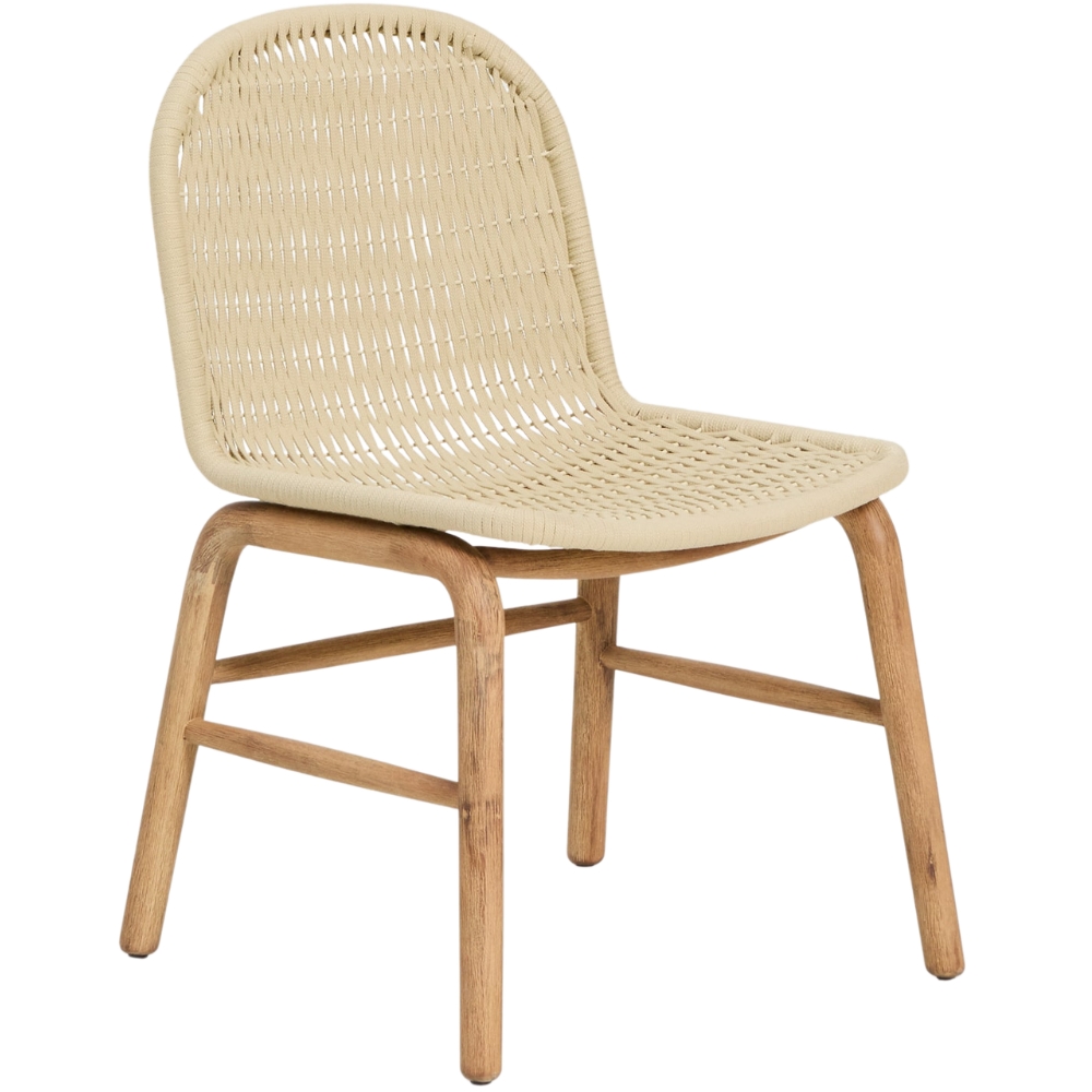 Kave Home Dřevěná zahradní židle Alipa s béžovým výpletem Kave Home