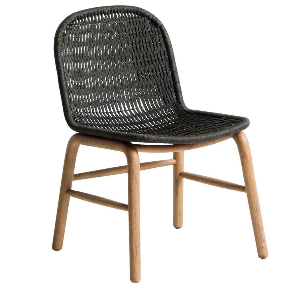 Kave Home Dřevěná zahradní židle Alipa s tmavě šedým výpletem Kave Home